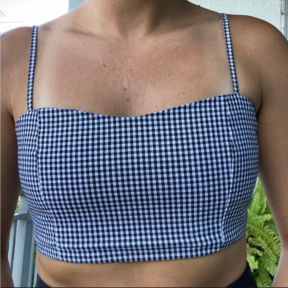 Brandy Melville Black and White Gingham Crop Top